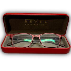 Bevel Red Metallic Eyeglass Frames
